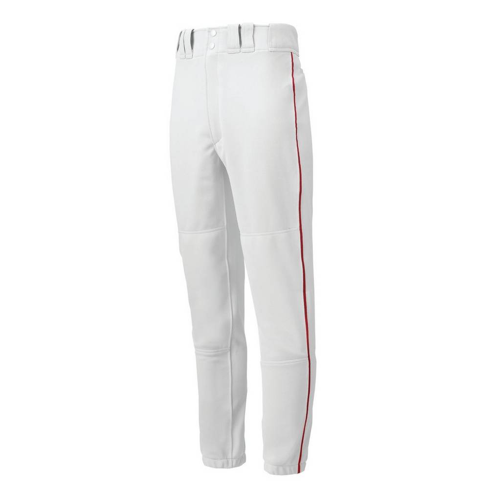 Mizuno Men's Premier Piped Baseball Pants White/Red (350148-JFU)